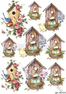 Декупажна карта - великодні шпаківні HD010, формат А4, 60 г/м2